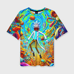 Женская футболка оверсайз Кошмарный сон Рика Санчеса - нейроарт фантазия