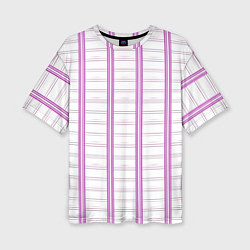 Женская футболка оверсайз Color white cage pink line