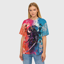 Футболка оверсайз женская Призрачный самурай - краски, цвет: 3D-принт — фото 2