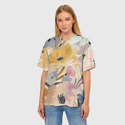 Футболка оверсайз женская Цветы акварель, цвет: 3D-принт — фото 2