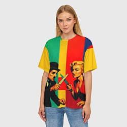 Футболка оверсайз женская Чарли Чаплин против Мэрилин Монро поп-арт, цвет: 3D-принт — фото 2