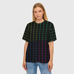 Футболка оверсайз женская Color black multicolored stripes, цвет: 3D-принт — фото 2