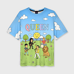 Футболка оверсайз женская Queen мультяшный стиль на поляне, цвет: 3D-принт