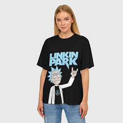 Футболка оверсайз женская Linkin Park и Рик Санчес из Рик и Морти, цвет: 3D-принт — фото 2