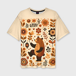 Футболка оверсайз женская Мишка пляшет, цвет: 3D-принт