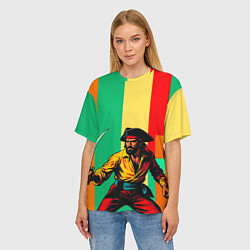 Футболка оверсайз женская Пират поп-арт, цвет: 3D-принт — фото 2