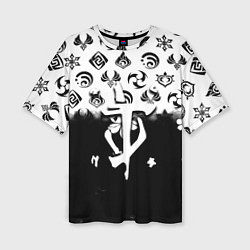Футболка оверсайз женская Doom черно белые аниме, цвет: 3D-принт