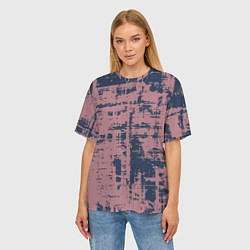 Футболка оверсайз женская Текстура с потертостями сине-розовая, цвет: 3D-принт — фото 2