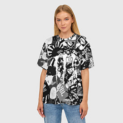 Футболка оверсайз женская Monster energy black sticker, цвет: 3D-принт — фото 2