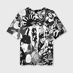 Женская футболка оверсайз Monster energy black sticker