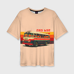Футболка оверсайз женская ПАЗ 652 ретро автобус поп-арт, цвет: 3D-принт