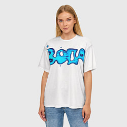 Футболка оверсайз женская Вода мерч логотип надпись, цвет: 3D-принт — фото 2