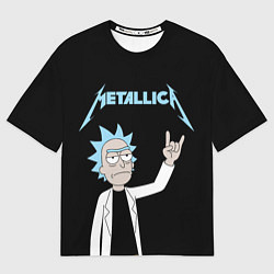 Женская футболка оверсайз Metallica и Рик рокер из Рик и Морти