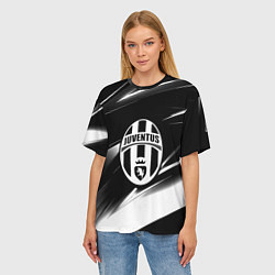 Футболка оверсайз женская Juventus geometry stripes black, цвет: 3D-принт — фото 2