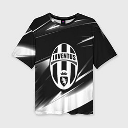 Женская футболка оверсайз Juventus geometry stripes black
