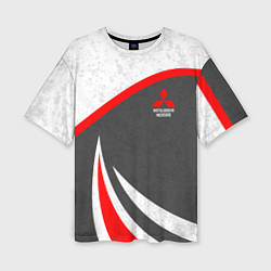 Футболка оверсайз женская Mitsubishi - красный и серый, цвет: 3D-принт
