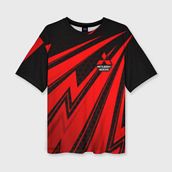 Футболка оверсайз женская Митсубиси - красные молнии, цвет: 3D-принт