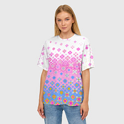 Футболка оверсайз женская Розово-голубой узор, цвет: 3D-принт — фото 2