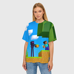 Футболка оверсайз женская Эндермен помогает героям, цвет: 3D-принт — фото 2