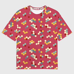 Футболка оверсайз женская Мозаика из шестиугольников на розовом, цвет: 3D-принт