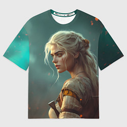 Футболка оверсайз женская Цири на фоне искр, цвет: 3D-принт