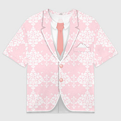 Футболка оверсайз женская Бледно-розовый пиджак с узором, цвет: 3D-принт