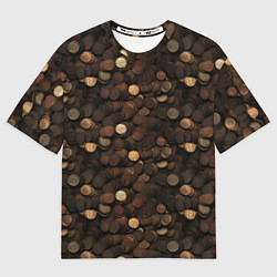 Футболка оверсайз женская Монеты - паттерн, цвет: 3D-принт