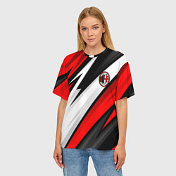 Футболка оверсайз женская ФК Милан - абстракция, цвет: 3D-принт — фото 2