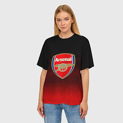 Футболка оверсайз женская Arsenal текстура полосы красные, цвет: 3D-принт — фото 2