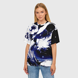 Футболка оверсайз женская Чёрно-фиолетовый абстракция волна, цвет: 3D-принт — фото 2