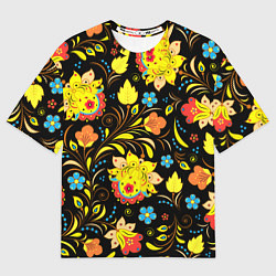 Футболка оверсайз женская Хохлома узор, цвет: 3D-принт