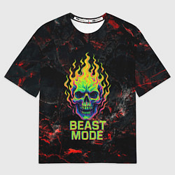 Женская футболка оверсайз Beast mode череп