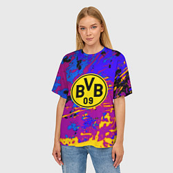 Футболка оверсайз женская Borussia абстрактные краски, цвет: 3D-принт — фото 2