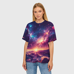 Футболка оверсайз женская Фантастический космос вид с планеты, цвет: 3D-принт — фото 2