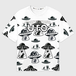 Женская футболка оверсайз UFO и котики