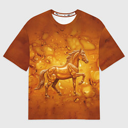 Футболка оверсайз женская Лошадь из желтого янтаря, цвет: 3D-принт