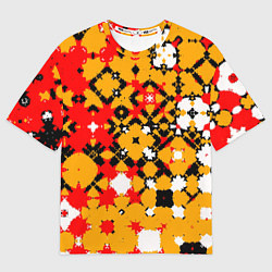 Футболка оверсайз женская Красно-желтая геометрическая абстракция, цвет: 3D-принт