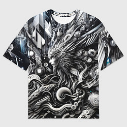 Женская футболка оверсайз Abstraction cyber pattern - ai art fantasy