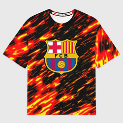 Футболка оверсайз женская Barcelona штрихи огненные, цвет: 3D-принт