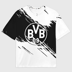 Футболка оверсайз женская Borussia черно белые полосы, цвет: 3D-принт