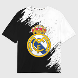Женская футболка оверсайз Real Madrid текстура штрихи