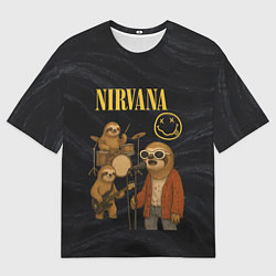 Женская футболка оверсайз Ленивцы группа Nirvana