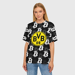 Футболка оверсайз женская Borussia биткоин паттерн, цвет: 3D-принт — фото 2