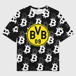 Женская футболка оверсайз Borussia биткоин паттерн