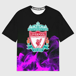 Женская футболка оверсайз Liverpool неоновый огонь
