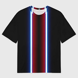 Женская футболка оверсайз Color white blue red neon