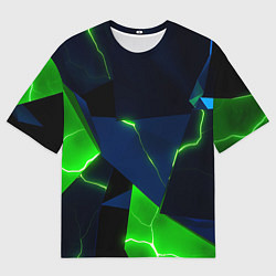 Женская футболка оверсайз Neon tile green