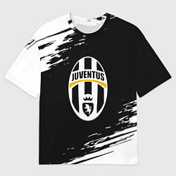 Женская футболка оверсайз Juventus краски штрихи текстура