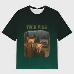 Футболка оверсайз женская Twin Pigs пародия, цвет: 3D-принт