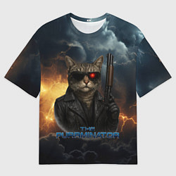 Футболка оверсайз женская The purrminator кот терминатор, цвет: 3D-принт